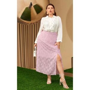 SHEIN Modelyn Plus Swiss Dot Split Thigh Skirt 2XL